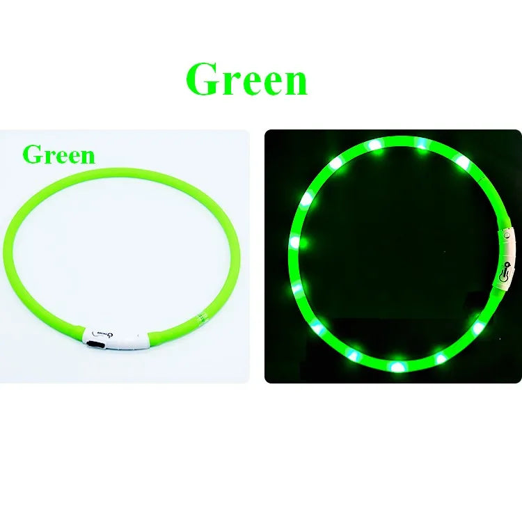 Silicone LED Dog Collar Rechargeable 3 Working Mode More Lighter Softer Max 70cm Night Safety Flashing Glow Collar Anti Lost