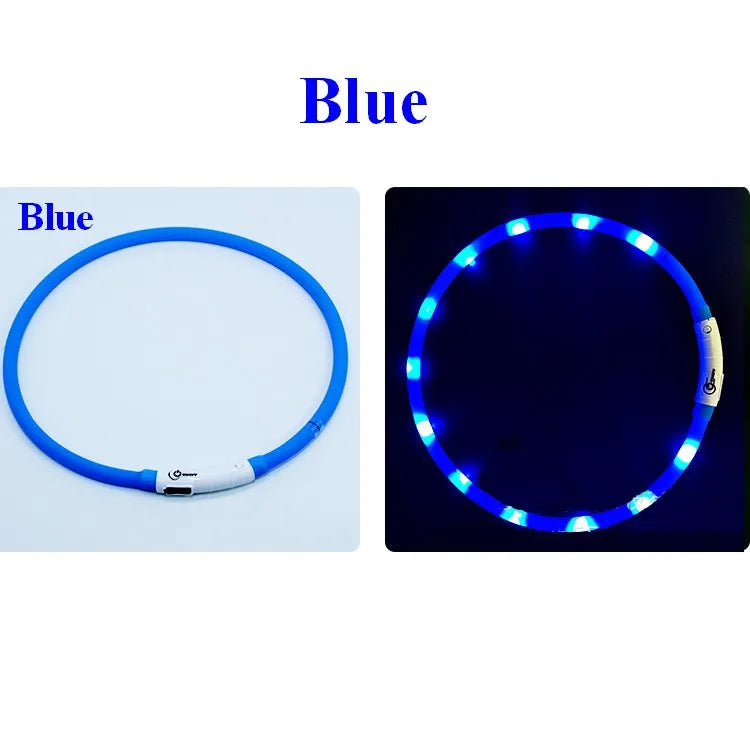 Silicone LED Dog Collar Rechargeable 3 Working Mode More Lighter Softer Max 70cm Night Safety Flashing Glow Collar Anti Lost