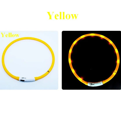 Silicone LED Dog Collar Rechargeable 3 Working Mode More Lighter Softer Max 70cm Night Safety Flashing Glow Collar Anti Lost
