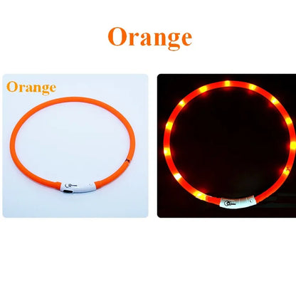 Silicone LED Dog Collar Rechargeable 3 Working Mode More Lighter Softer Max 70cm Night Safety Flashing Glow Collar Anti Lost
